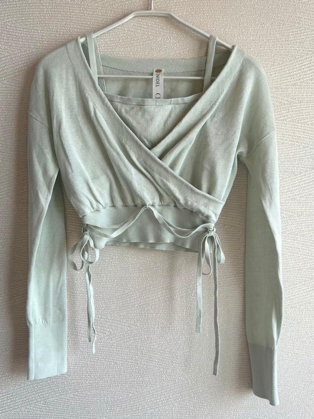 Snidel x Chacott Cropped Wrap-Front Ballet Top in Pale Mint